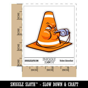 Angry Traffic Cone Blowing Whistle Waterproof Vinyl Phone Tablet Laptop Water Bottle Car Window Bumper Decal Sticker Set - 5 Pack