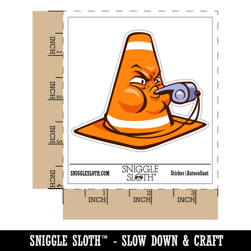 Angry Traffic Cone Blowing Whistle Waterproof Vinyl Phone Tablet Laptop Water Bottle Car Window Bumper Decal Sticker Set - 5 Pack