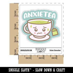 Anxietea Anxiety Anxious Cup of Tea Waterproof Vinyl Phone Tablet Laptop Water Bottle Car Window Bumper Decal Sticker Set - 5 Pack