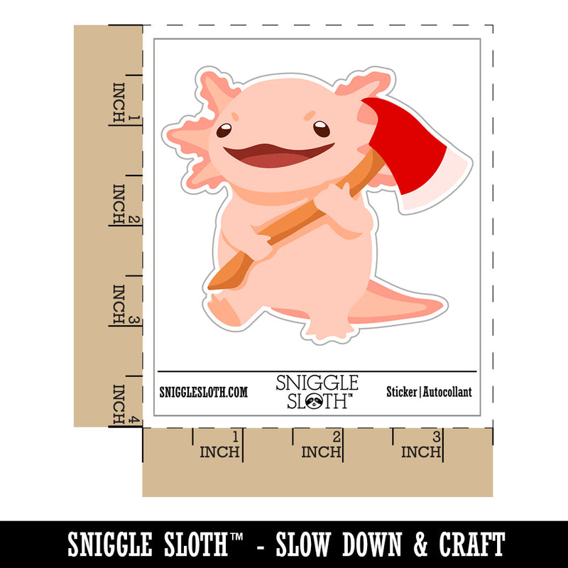Axing Axolotl with Axe Waterproof Vinyl Phone Tablet Laptop Water Bottle Car Window Bumper Decal Sticker Set - 5 Pack