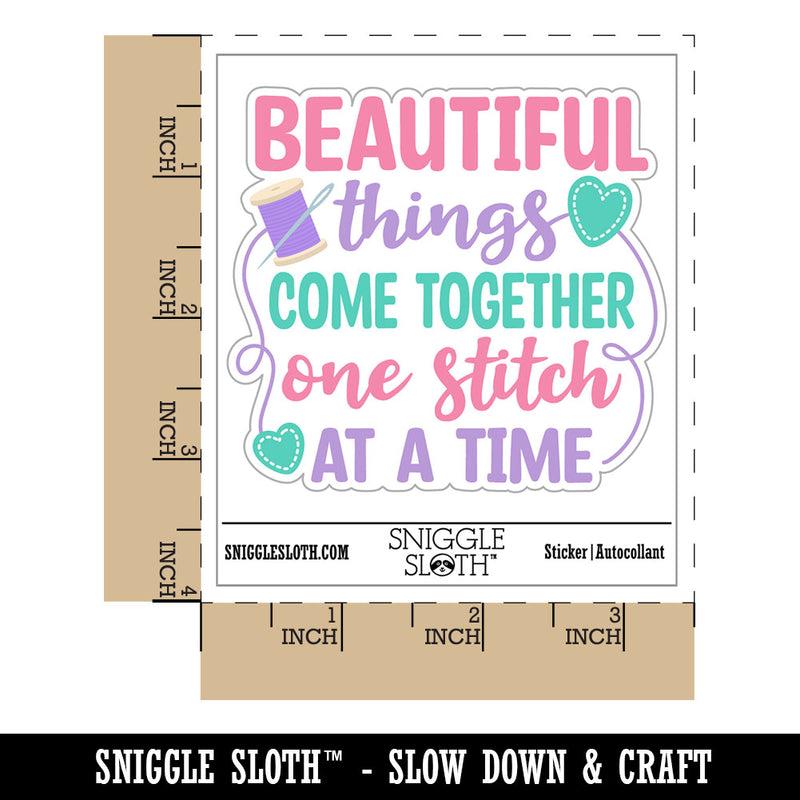 Beautiful Things Come Together One Stitch At A Time Waterproof Vinyl Phone Tablet Laptop Water Bottle Car Window Bumper Decal Sticker Set - 5 Pack