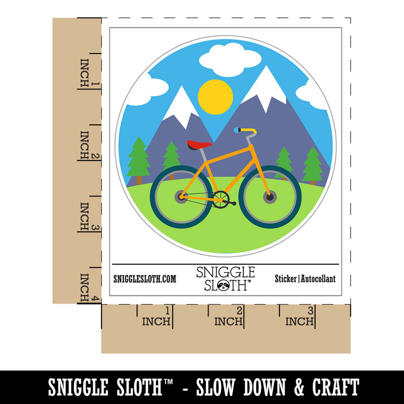 Bike Mountains Scene Bicycle Waterproof Vinyl Phone Tablet Laptop Water Bottle Car Window Bumper Decal Sticker Set - 5 Pack