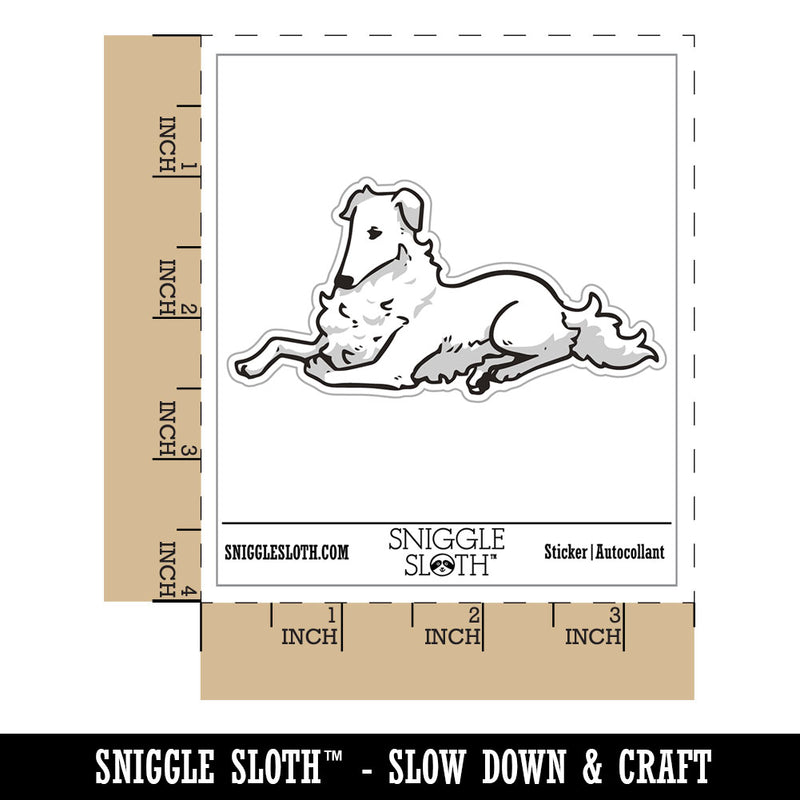 Borzoi Dog Sitting Resting Waterproof Vinyl Phone Tablet Laptop Water Bottle Car Window Bumper Decal Sticker Set - 5 Pack