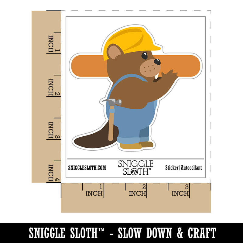 Builder Beaver Construction Worker with Beam Waterproof Vinyl Phone Tablet Laptop Water Bottle Car Window Bumper Decal Sticker Set - 5 Pack