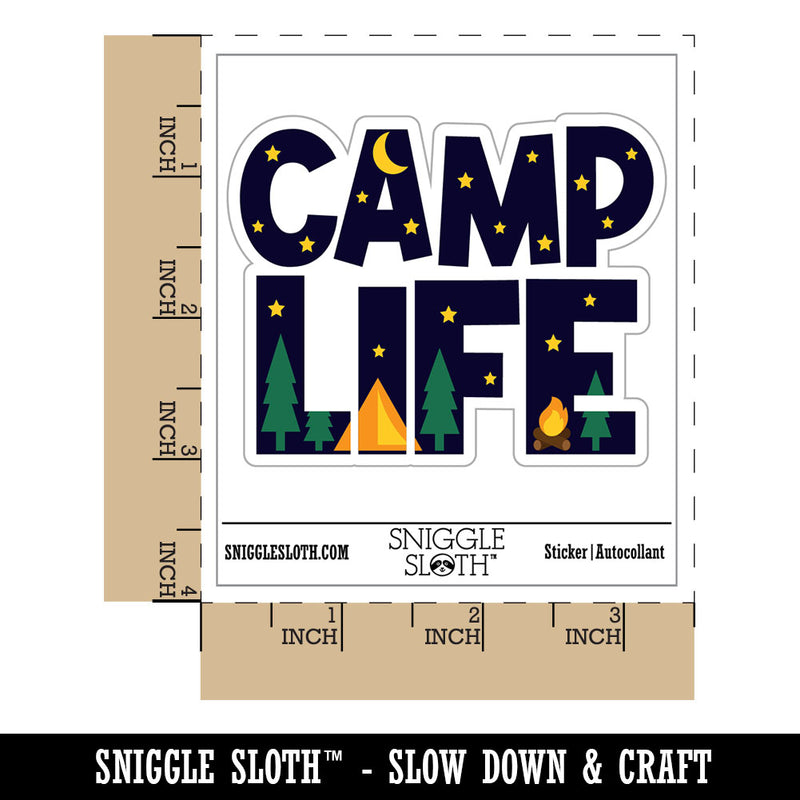 Camp Life Camping Waterproof Vinyl Phone Tablet Laptop Water Bottle Car Window Bumper Decal Sticker Set - 5 Pack