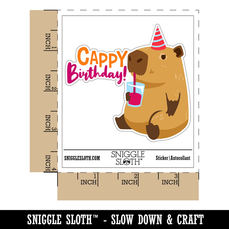 Cappy Happy Birthday Capybara Waterproof Vinyl Phone Tablet Laptop Water Bottle Car Window Bumper Decal Sticker Set - 5 Pack