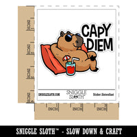 Carpe Diem Capybara Seize the Day Relaxing Waterproof Vinyl Phone Tablet Laptop Water Bottle Car Window Bumper Decal Sticker Set - 5 Pack