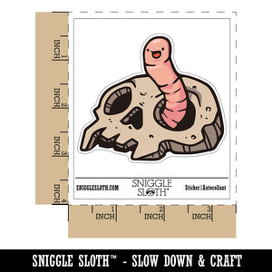 Cartoon Worm Sticking Out of Skull Bone Waterproof Vinyl Phone Tablet Laptop Water Bottle Car Window Bumper Decal Sticker Set - 5 Pack