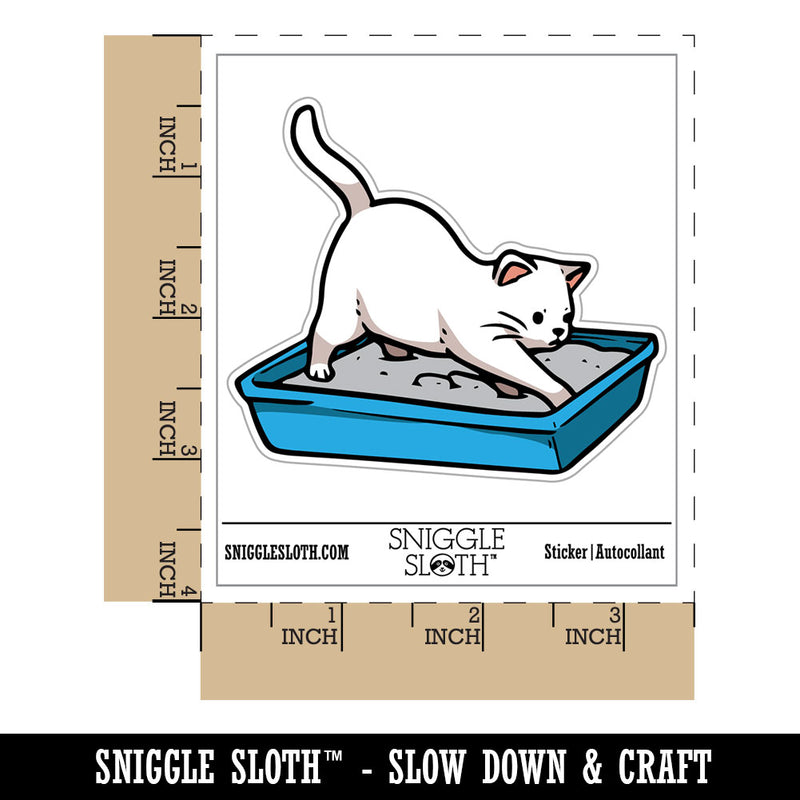 Cat Burying Litter Box Poop Waterproof Vinyl Phone Tablet Laptop Water Bottle Car Window Bumper Decal Sticker Set - 5 Pack