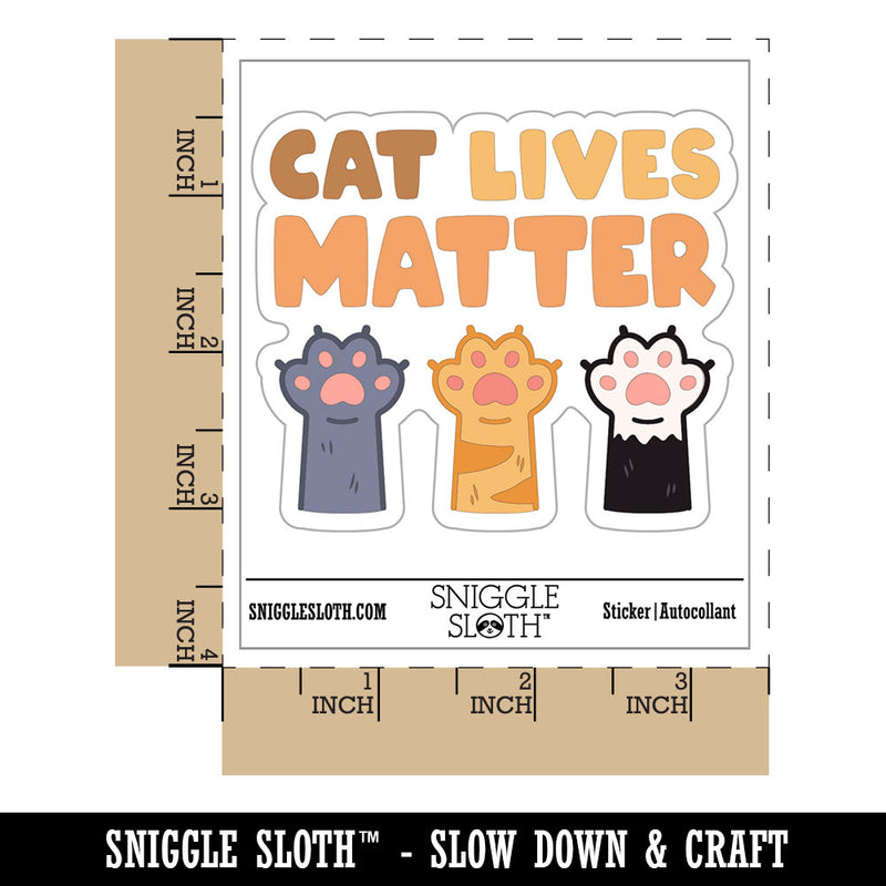Cat Lives Matter Cat Paws Waterproof Vinyl Phone Tablet Laptop Water Bottle Car Window Bumper Decal Sticker Set - 5 Pack