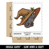 Cat with Garden Witch Hat Flowers Waterproof Vinyl Phone Tablet Laptop Water Bottle Car Window Bumper Decal Sticker Set - 5 Pack