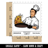 Chef Cook With Frying Pan Fried Rice Waterproof Vinyl Phone Tablet Laptop Water Bottle Car Window Bumper Decal Sticker Set - 5 Pack