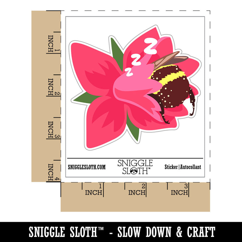 Chubby Bumblebee Sleeping In Flower Nap Waterproof Vinyl Phone Tablet Laptop Water Bottle Car Window Bumper Decal Sticker Set - 5 Pack