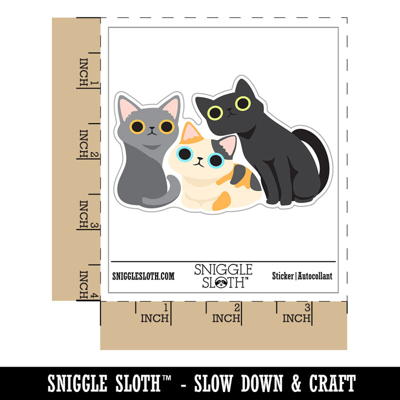 Clowder of Curious Cats Waterproof Vinyl Phone Tablet Laptop Water Bottle Car Window Bumper Decal Sticker Set - 5 Pack