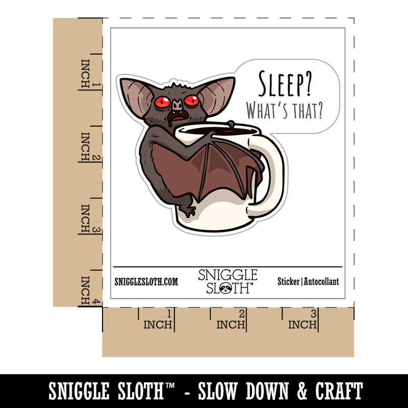 Coffee Bat Mug Sleep What's That Waterproof Vinyl Phone Tablet Laptop Water Bottle Car Window Bumper Decal Sticker Set - 5 Pack