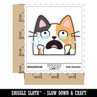 Crying Upset Cat Waterproof Vinyl Phone Tablet Laptop Water Bottle Car Window Bumper Decal Sticker Set - 5 Pack