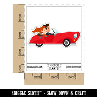 Cute Couple Driving Fancy Sports Car Trip Waterproof Vinyl Phone Tablet Laptop Water Bottle Car Window Bumper Decal Sticker Set - 5 Pack