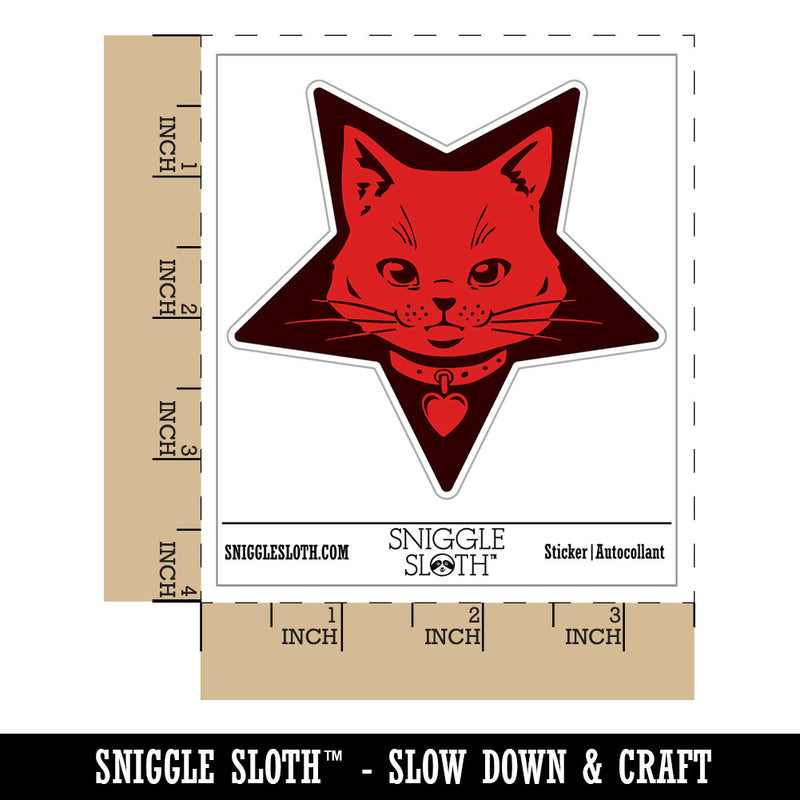 Cute Demonic Kitten Cat in Star Pentagram Waterproof Vinyl Phone Tablet Laptop Water Bottle Car Window Bumper Decal Sticker Set - 5 Pack