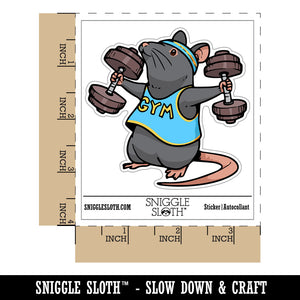 Cute Funny Gym Rat with Dumbbells and Sweatband Rodent Waterproof Vinyl Phone Tablet Laptop Water Bottle Car Window Bumper Decal Sticker Set - 5 Pack