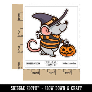 Cute Halloween Mouse with Jack O' Lantern Rodent Waterproof Vinyl Phone Tablet Laptop Water Bottle Car Window Bumper Decal Sticker Set - 5 Pack