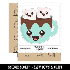 Cute Hot Cocoa Marshmallows Waterproof Vinyl Phone Tablet Laptop Water Bottle Car Window Bumper Decal Sticker Set - 5 Pack