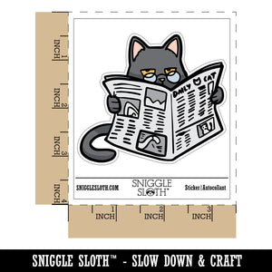 Disappointed Unimpressed Cat with Newspaper Waterproof Vinyl Phone Tablet Laptop Water Bottle Car Window Bumper Decal Sticker Set - 5 Pack