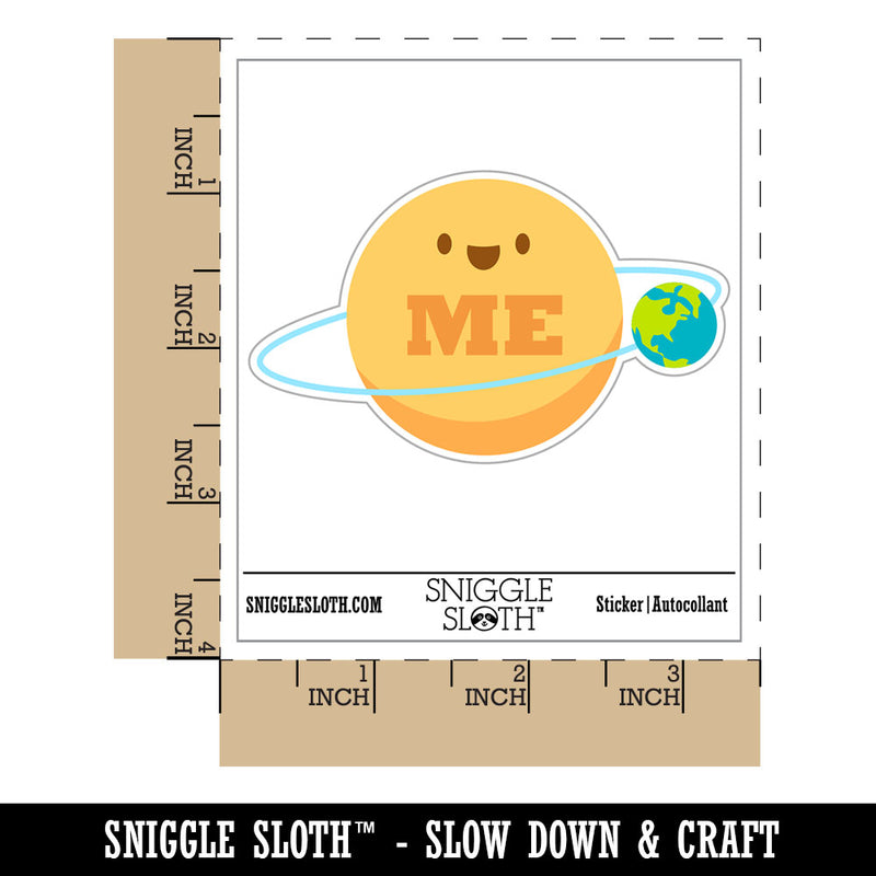 Earth Revolves Around You Me Funny Planet Sun Waterproof Vinyl Phone Tablet Laptop Water Bottle Car Window Bumper Decal Sticker Set - 5 Pack