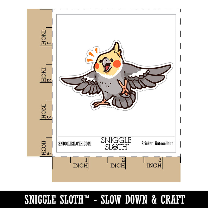 Excited Happy Dancing Cinnamon Cockatiel Bird Waterproof Vinyl Phone Tablet Laptop Water Bottle Car Window Bumper Decal Sticker Set - 5 Pack