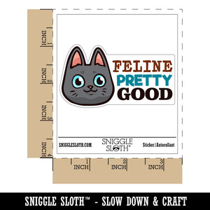 Feline Pretty Good Smiling Cat Waterproof Vinyl Phone Tablet Laptop Water Bottle Car Window Bumper Decal Sticker Set - 5 Pack