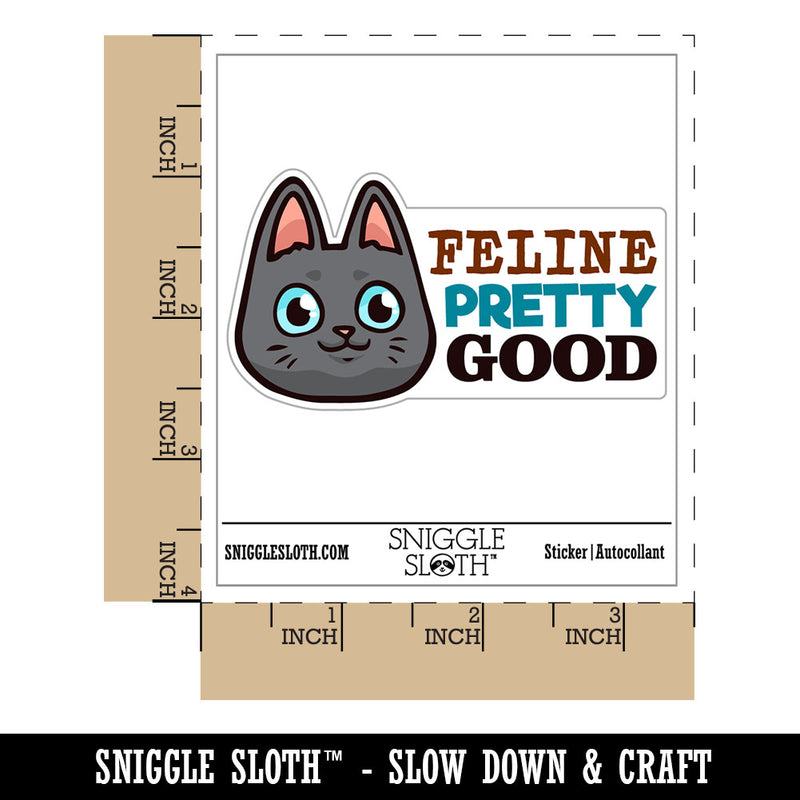 Feline Pretty Good Smiling Cat Waterproof Vinyl Phone Tablet Laptop Water Bottle Car Window Bumper Decal Sticker Set - 5 Pack