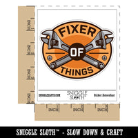 Fixer of Things Adjustable Wrench Repair Builder Waterproof Vinyl Phone Tablet Laptop Water Bottle Car Window Bumper Decal Sticker Set - 5 Pack
