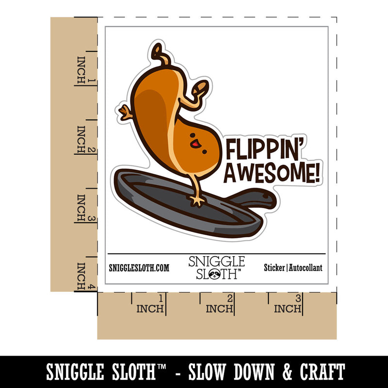 Flippin' Awesome Pancake Flapjack Frying Pan Waterproof Vinyl Phone Tablet Laptop Water Bottle Car Window Bumper Decal Sticker Set - 5 Pack