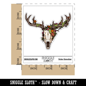 Flower Floral Deer Skull Bones Antler Waterproof Vinyl Phone Tablet Laptop Water Bottle Car Window Bumper Decal Sticker Set - 5 Pack