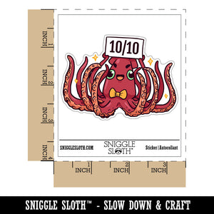 Giant Squid Ten Tentacles Perfect Score Kraken Waterproof Vinyl Phone Tablet Laptop Water Bottle Car Window Bumper Decal Sticker Set - 5 Pack
