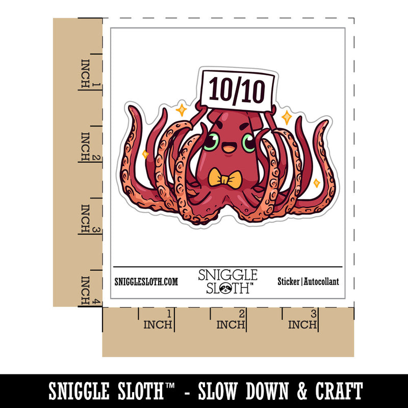 Giant Squid Ten Tentacles Perfect Score Kraken Waterproof Vinyl Phone Tablet Laptop Water Bottle Car Window Bumper Decal Sticker Set - 5 Pack