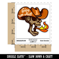 Give 'Em Hell Cowboy Hat Skull Breathing Fire Waterproof Vinyl Phone Tablet Laptop Water Bottle Car Window Bumper Decal Sticker Set - 5 Pack