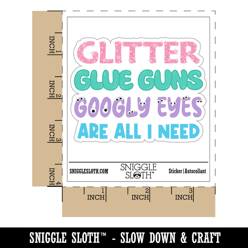 Glitter Glue Guns and Googly Eyes Crafting Waterproof Vinyl Phone Tablet Laptop Water Bottle Car Window Bumper Decal Sticker Set - 5 Pack