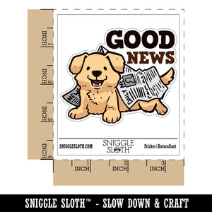 Good News Puppy Dog Newspaper Waterproof Vinyl Phone Tablet Laptop Water Bottle Car Window Bumper Decal Sticker Set - 5 Pack