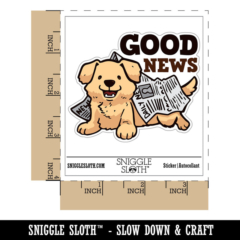 Good News Puppy Dog Newspaper Waterproof Vinyl Phone Tablet Laptop Water Bottle Car Window Bumper Decal Sticker Set - 5 Pack