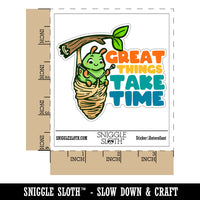 Great Things Take Time Caterpillar Knitting Coccoon Waterproof Vinyl Phone Tablet Laptop Water Bottle Car Window Bumper Decal Sticker Set - 5 Pack