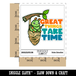 Great Things Take Time Caterpillar Knitting Coccoon Waterproof Vinyl Phone Tablet Laptop Water Bottle Car Window Bumper Decal Sticker Set - 5 Pack