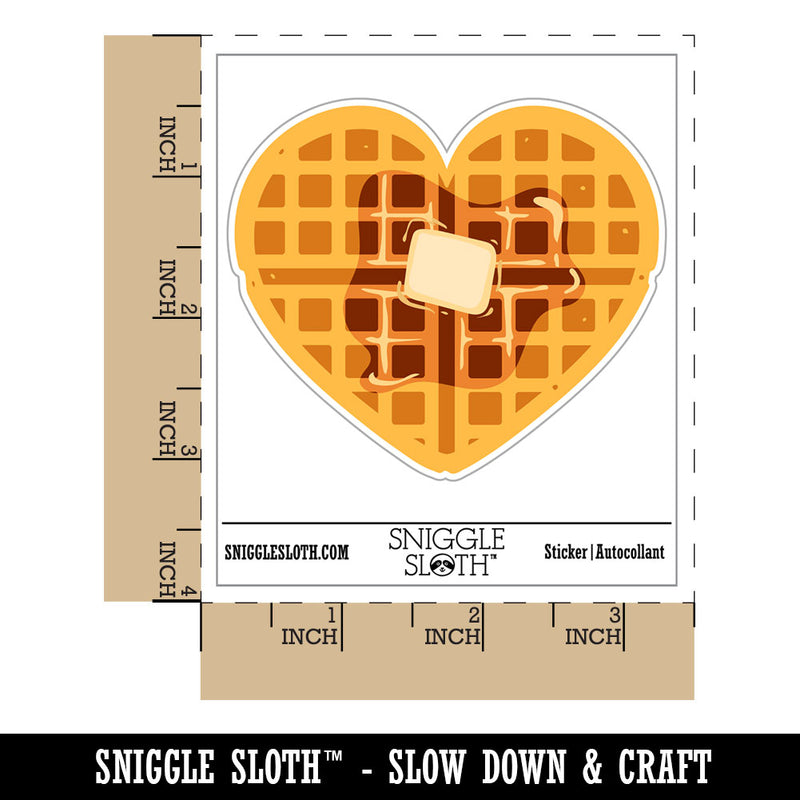 Heart Waffle Breakfast with Butter and Maple Syrup Waterproof Vinyl Phone Tablet Laptop Water Bottle Car Window Bumper Decal Sticker Set - 5 Pack
