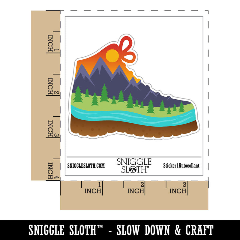 Hiking Boot Mountain Scene Waterproof Vinyl Phone Tablet Laptop Water Bottle Car Window Bumper Decal Sticker Set - 5 Pack