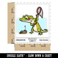 Hungry Lizard Hunting Caterpillar with Net Waterproof Vinyl Phone Tablet Laptop Water Bottle Car Window Bumper Decal Sticker Set - 5 Pack