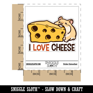 I Love Cheese Hamster with Swiss Cheese Waterproof Vinyl Phone Tablet Laptop Water Bottle Car Window Bumper Decal Sticker Set - 5 Pack