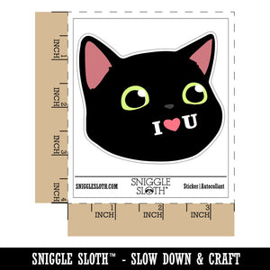 I Love You Black Cat Heart Tongue Cute Pet Waterproof Vinyl Phone Tablet Laptop Water Bottle Car Window Bumper Decal Sticker Set - 5 Pack