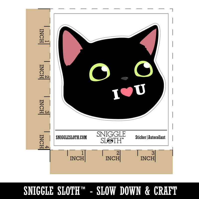 I Love You Black Cat Heart Tongue Cute Pet Waterproof Vinyl Phone Tablet Laptop Water Bottle Car Window Bumper Decal Sticker Set - 5 Pack