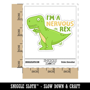 I'm A Nervous Rex Dino Waterproof Vinyl Phone Tablet Laptop Water Bottle Car Window Bumper Decal Sticker Set - 5 Pack