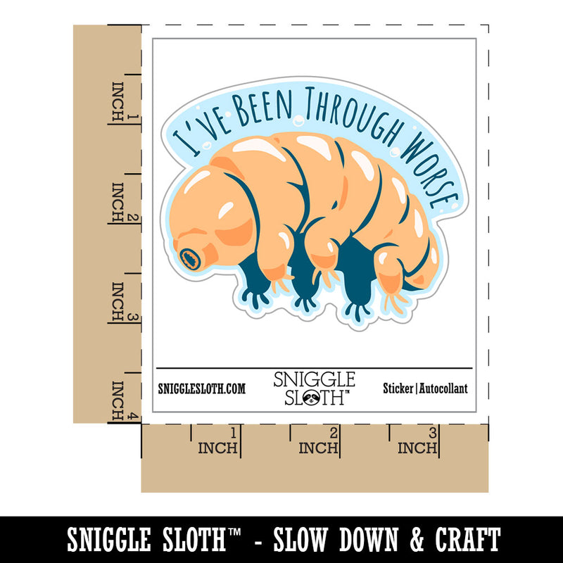I've Been Through Worse Tardigrade Water Bear Waterproof Vinyl Phone Tablet Laptop Water Bottle Car Window Bumper Decal Sticker Set - 5 Pack