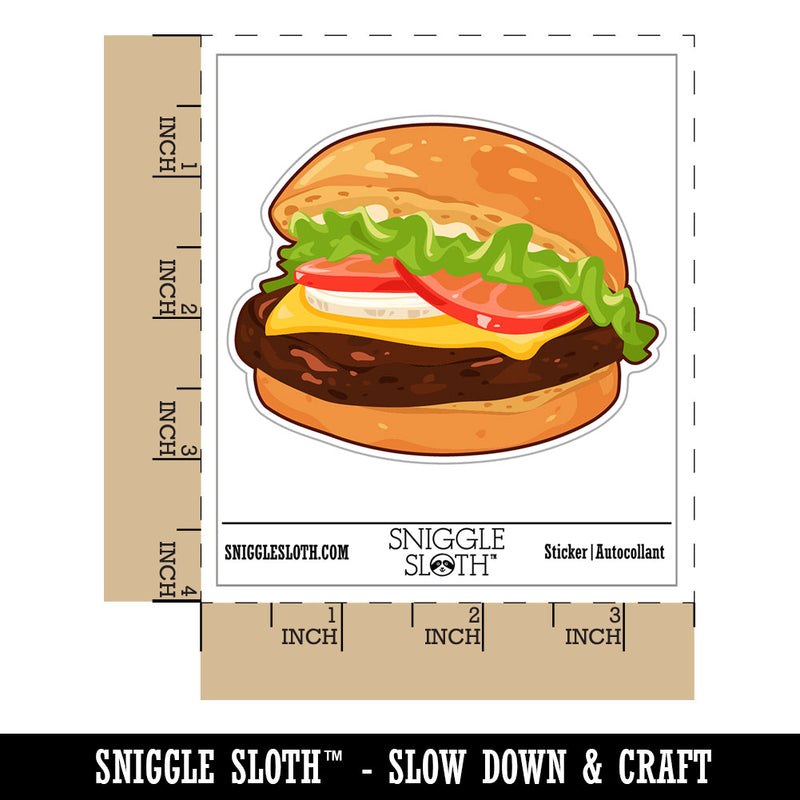 Juicy Hamburger Cheeseburger Fast Food Waterproof Vinyl Phone Tablet Laptop Water Bottle Car Window Bumper Decal Sticker Set - 5 Pack